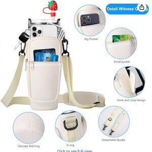 NWT Water Bottle/Stanley Cup 40oz CARRIER with Strap and FREE Straw Cover /CHARM